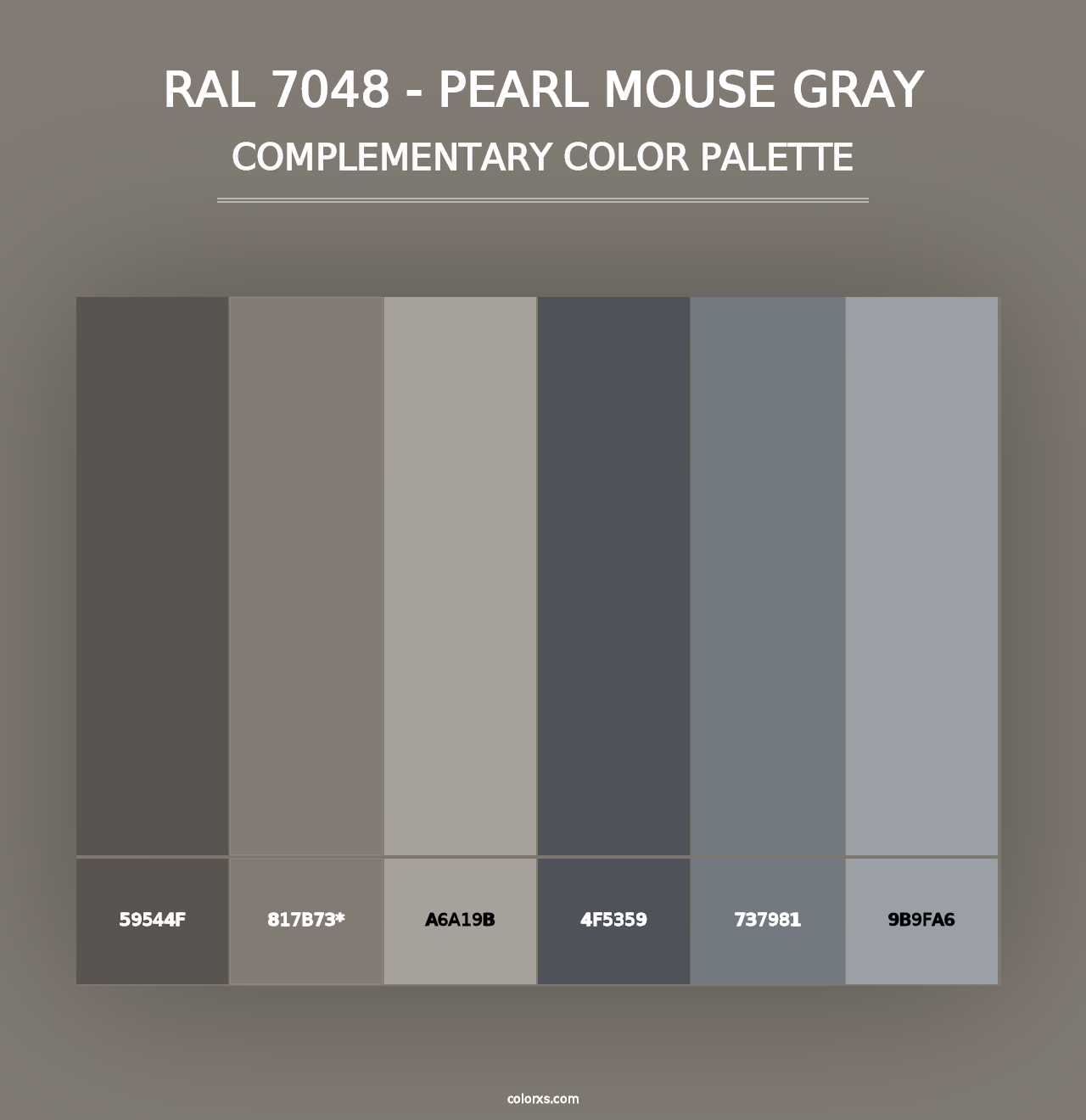 RAL 7048 - Pearl Mouse Gray - Complementary Color Palette