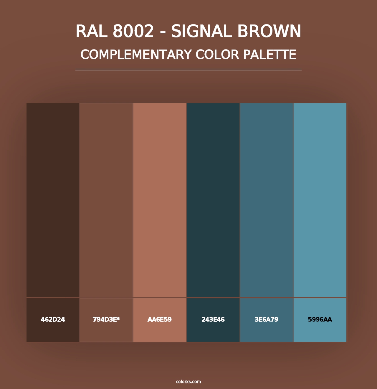 RAL 8002 - Signal Brown - Complementary Color Palette