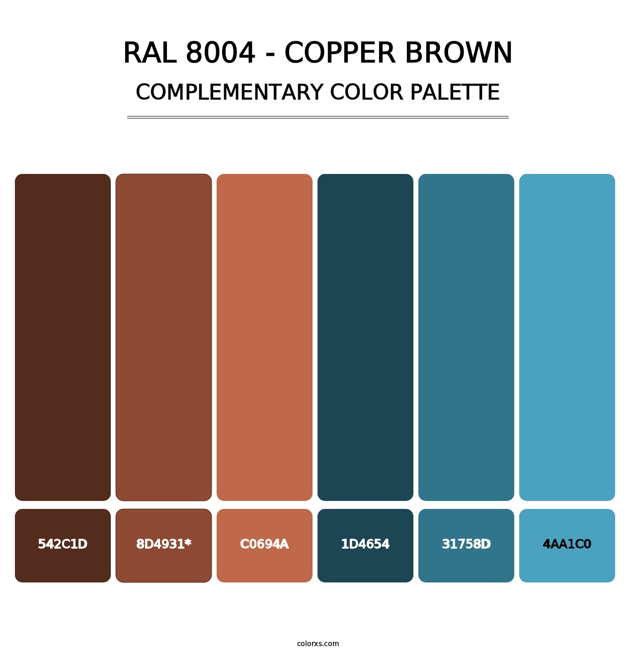 RAL 8004 - Copper Brown - Complementary Color Palette