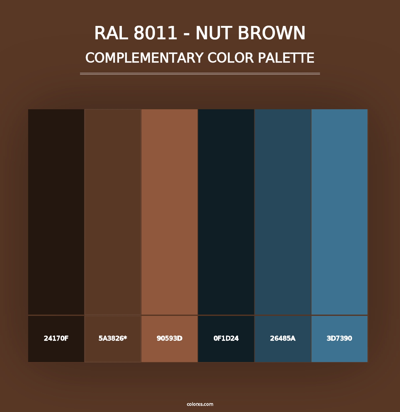 RAL 8011 - Nut Brown - Complementary Color Palette