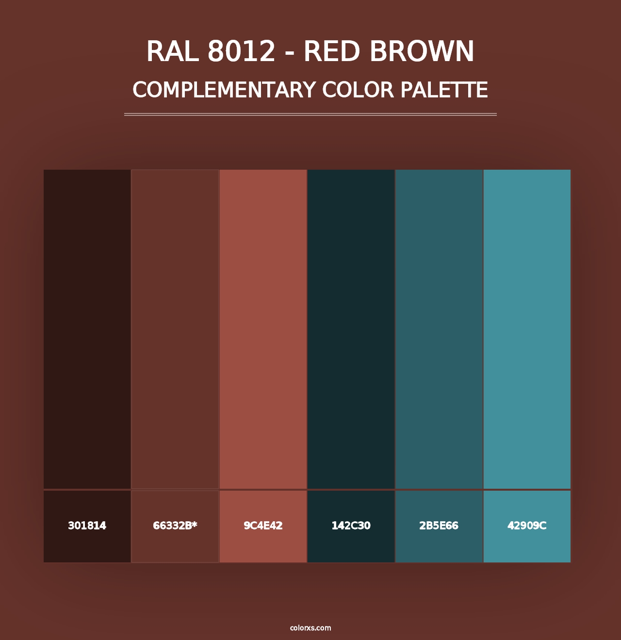 RAL 8012 - Red Brown - Complementary Color Palette