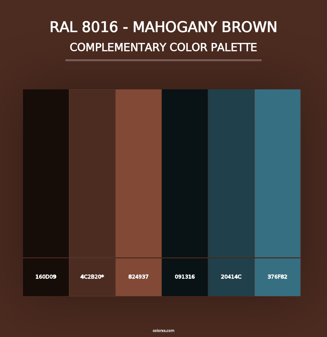 RAL 8016 - Mahogany Brown - Complementary Color Palette