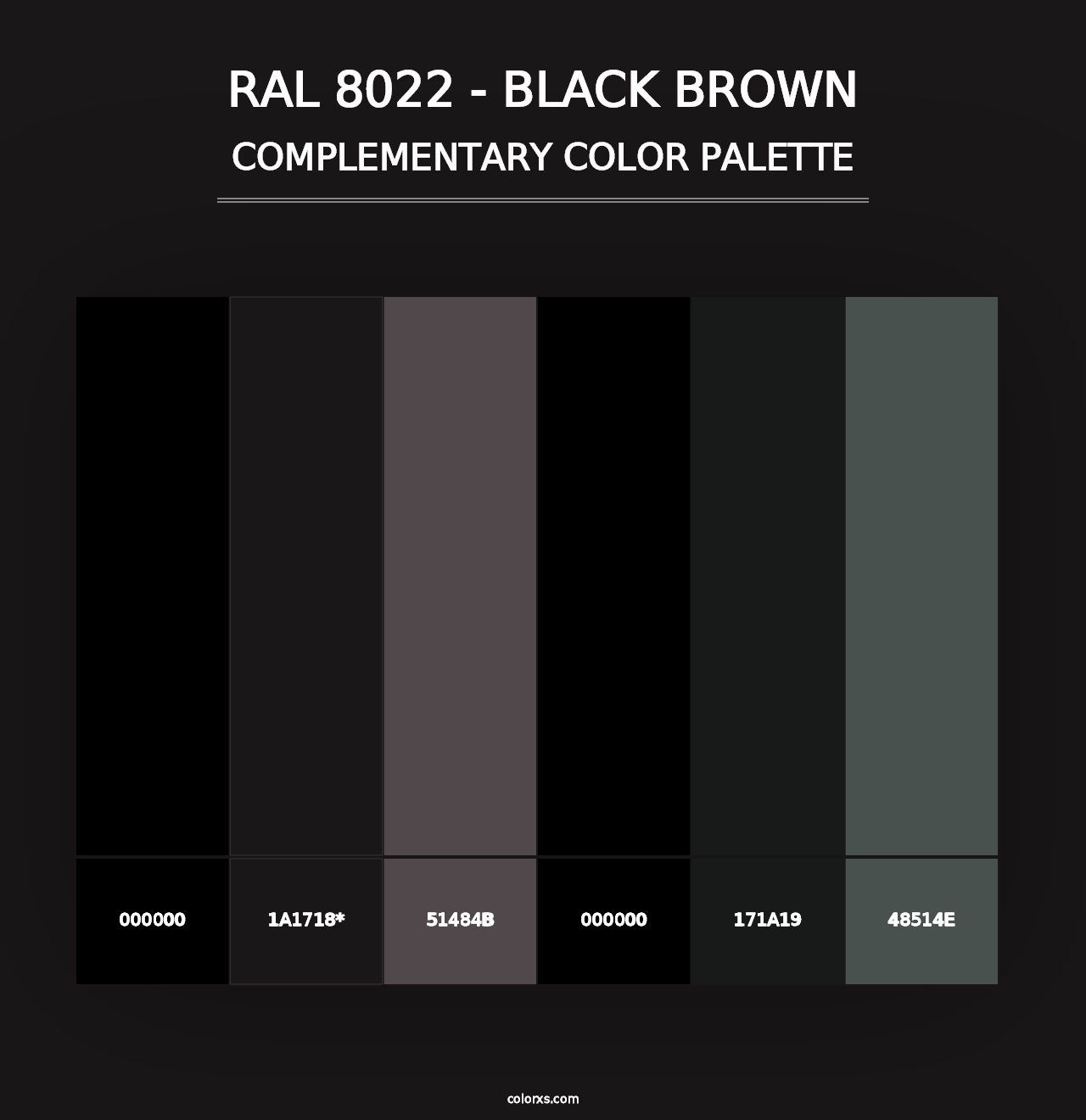 RAL 8022 - Black Brown - Complementary Color Palette