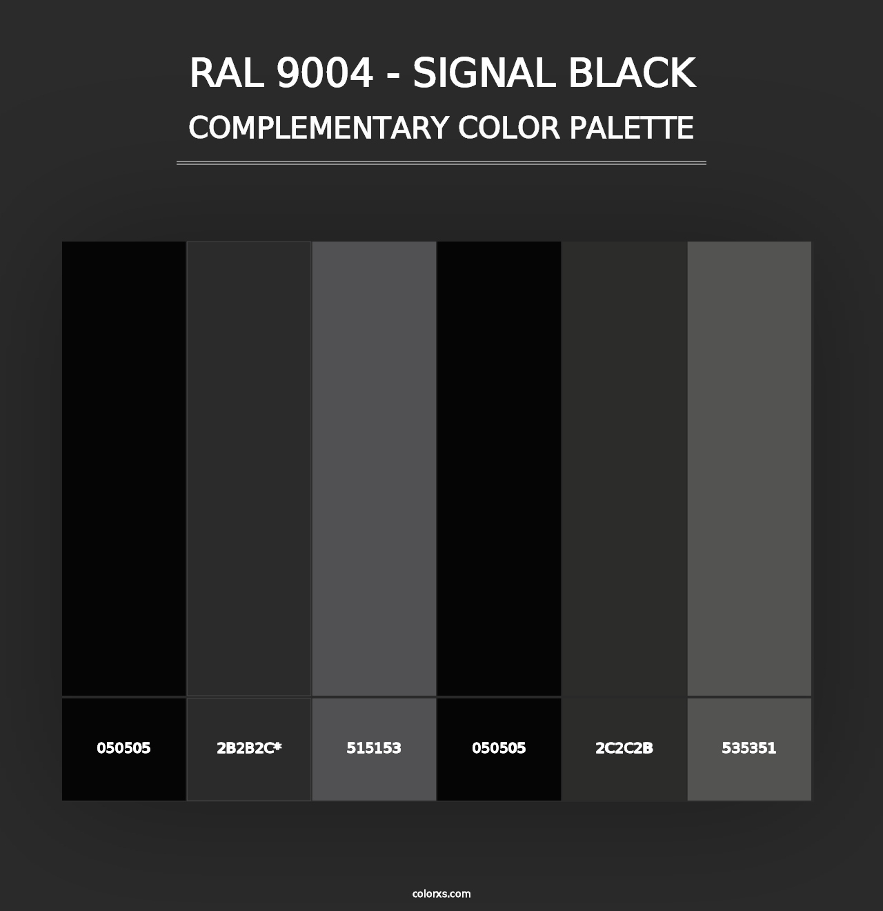 RAL 9004 - Signal Black - Complementary Color Palette