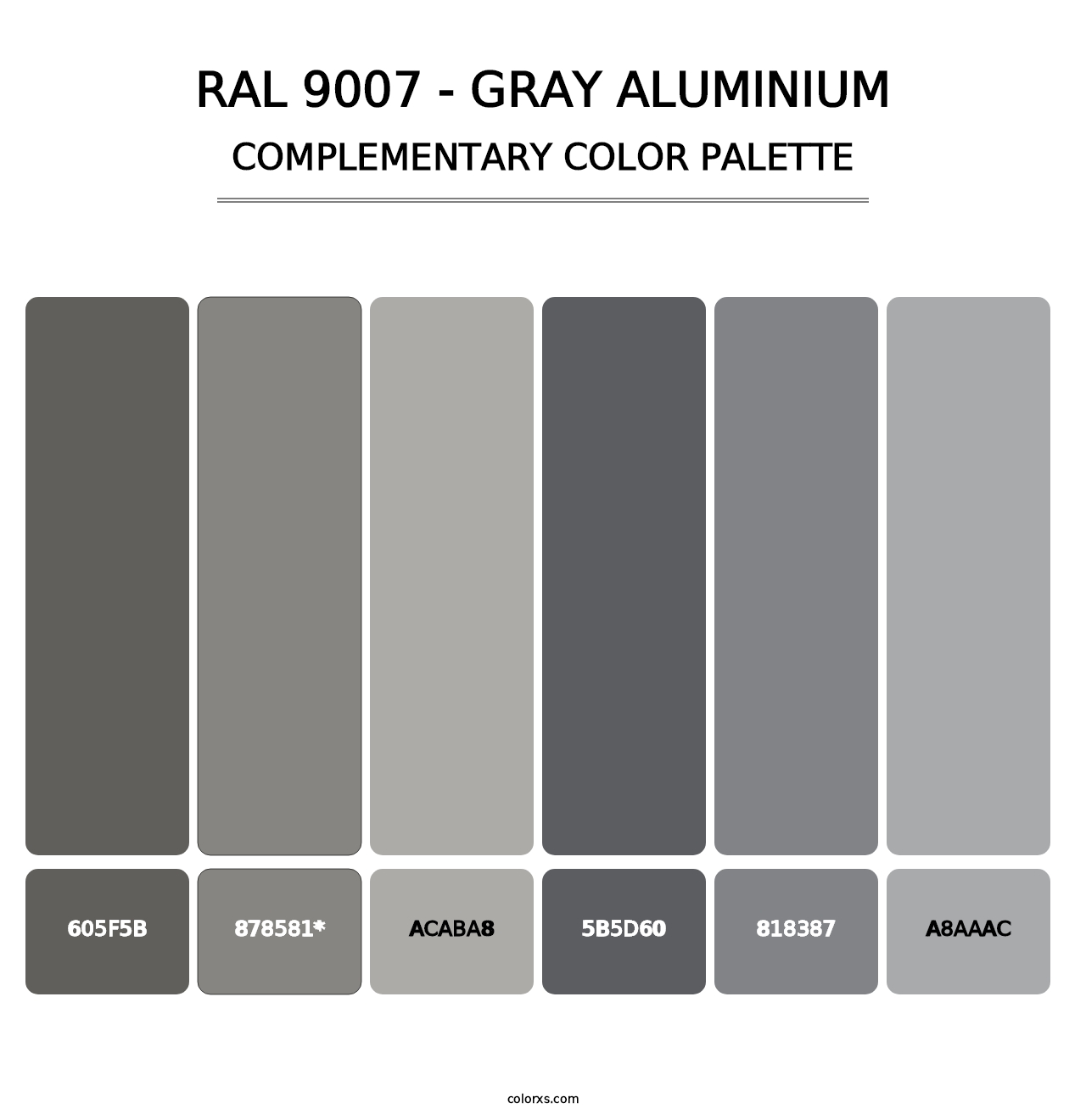 RAL 9007 - Gray Aluminium - Complementary Color Palette