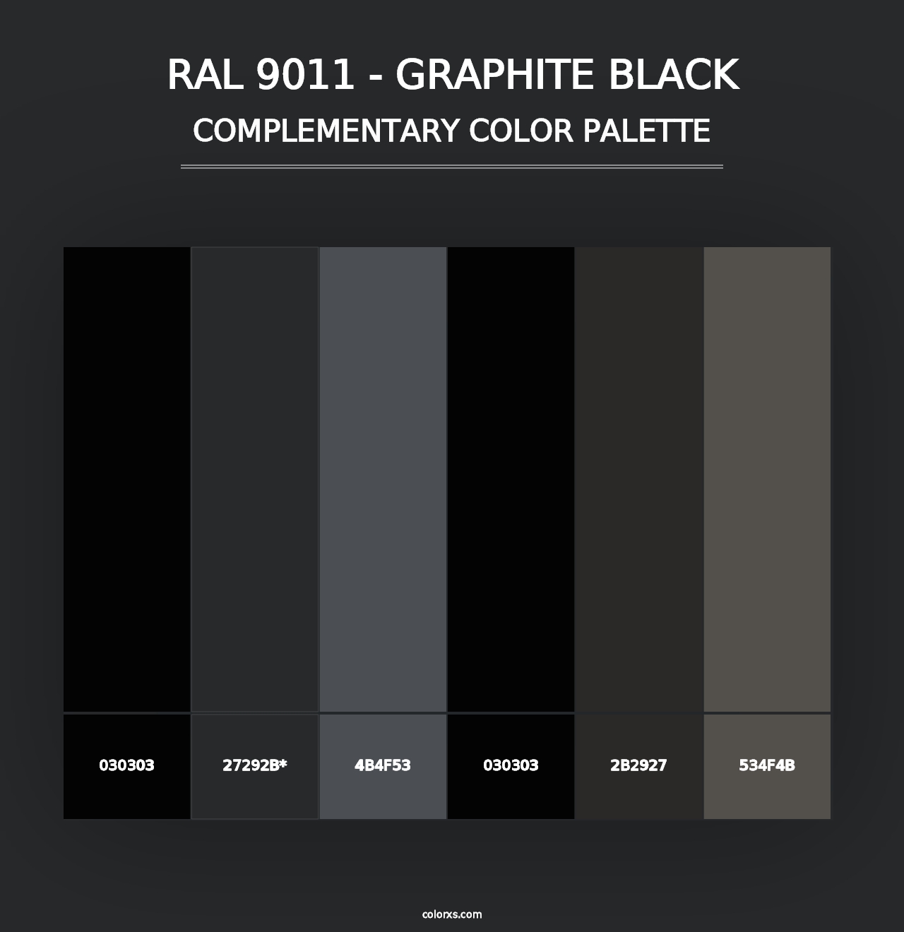 RAL 9011 - Graphite Black - Complementary Color Palette