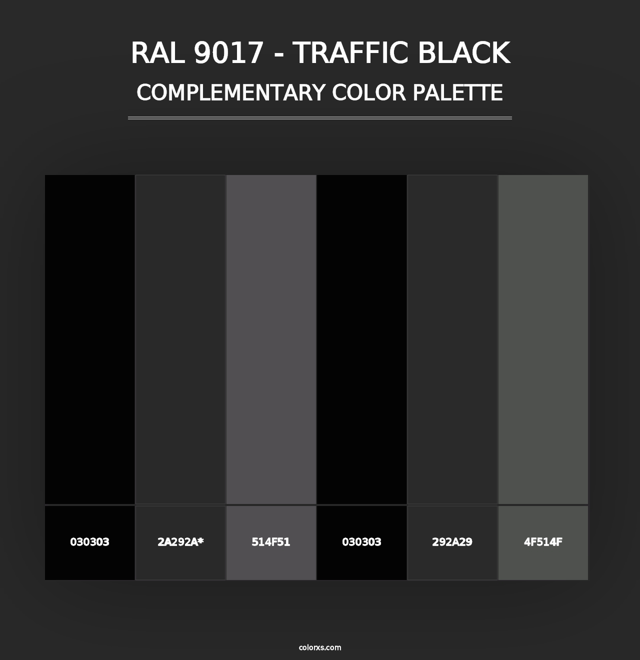 RAL 9017 - Traffic Black - Complementary Color Palette