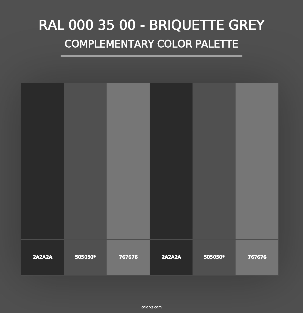 RAL 000 35 00 - Briquette Grey - Complementary Color Palette