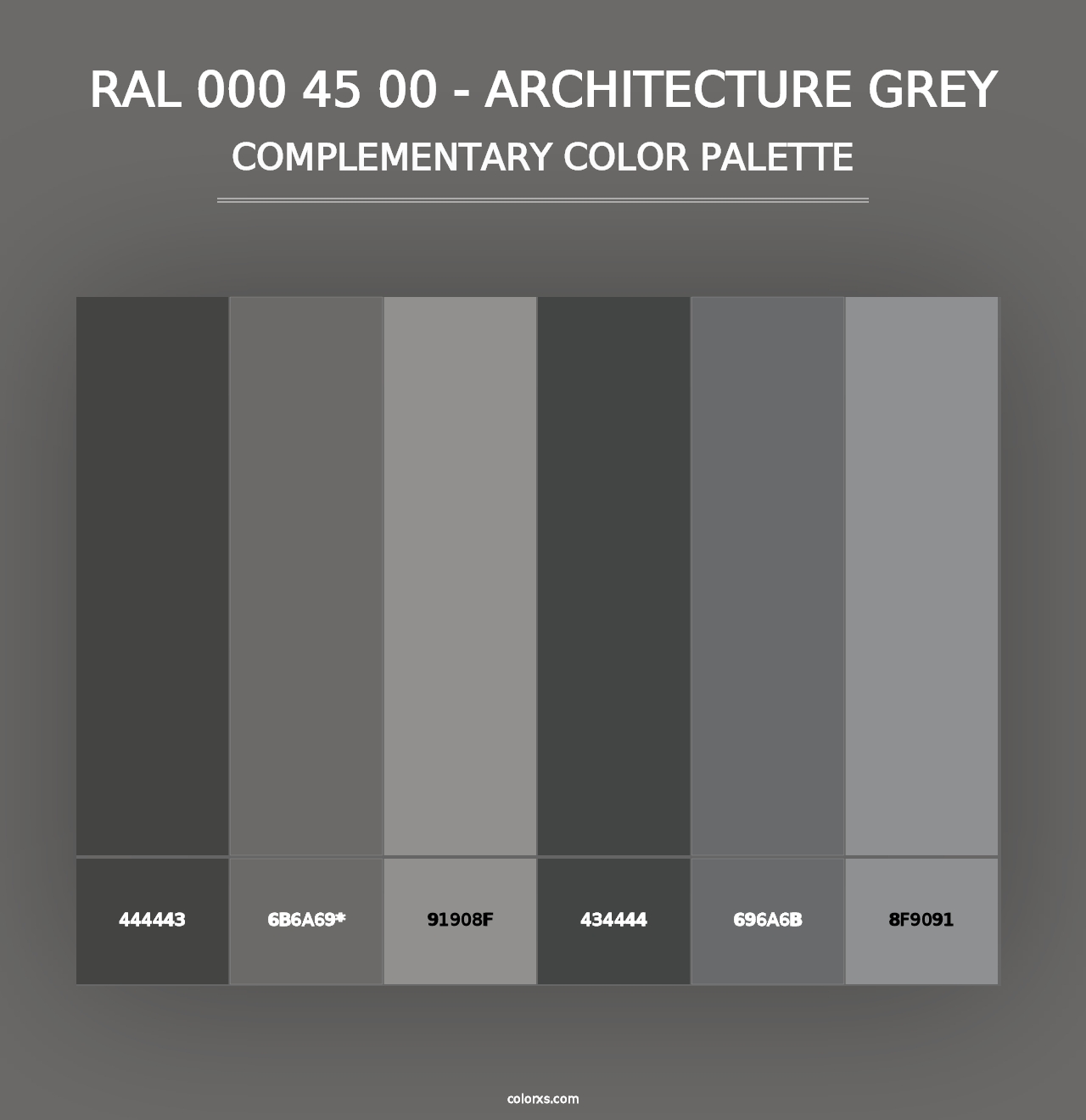 RAL 000 45 00 - Architecture Grey - Complementary Color Palette