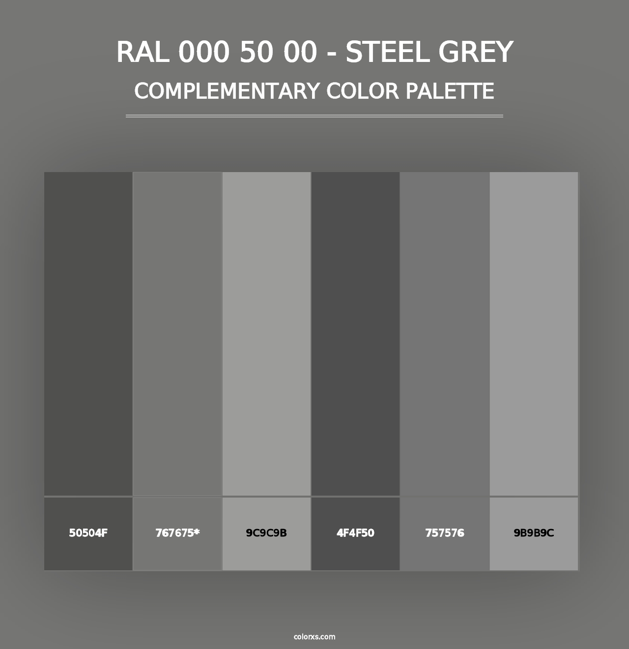 RAL 000 50 00 - Steel Grey - Complementary Color Palette