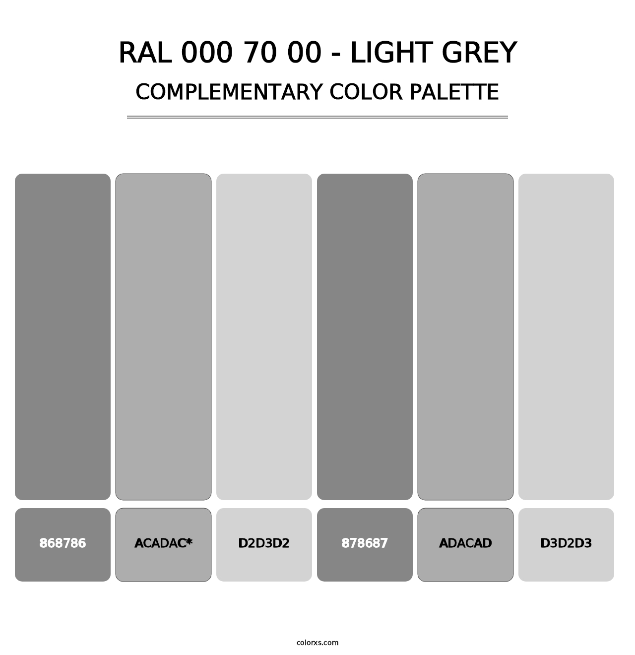 RAL 000 70 00 - Light Grey - Complementary Color Palette