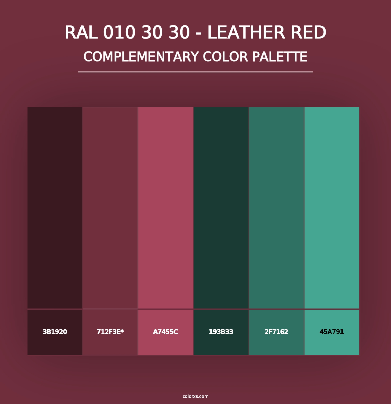 RAL 010 30 30 - Leather Red - Complementary Color Palette