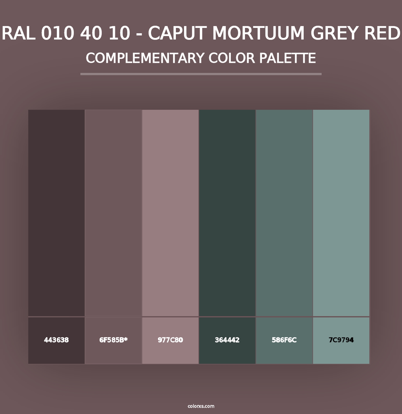 RAL 010 40 10 - Caput Mortuum Grey Red - Complementary Color Palette