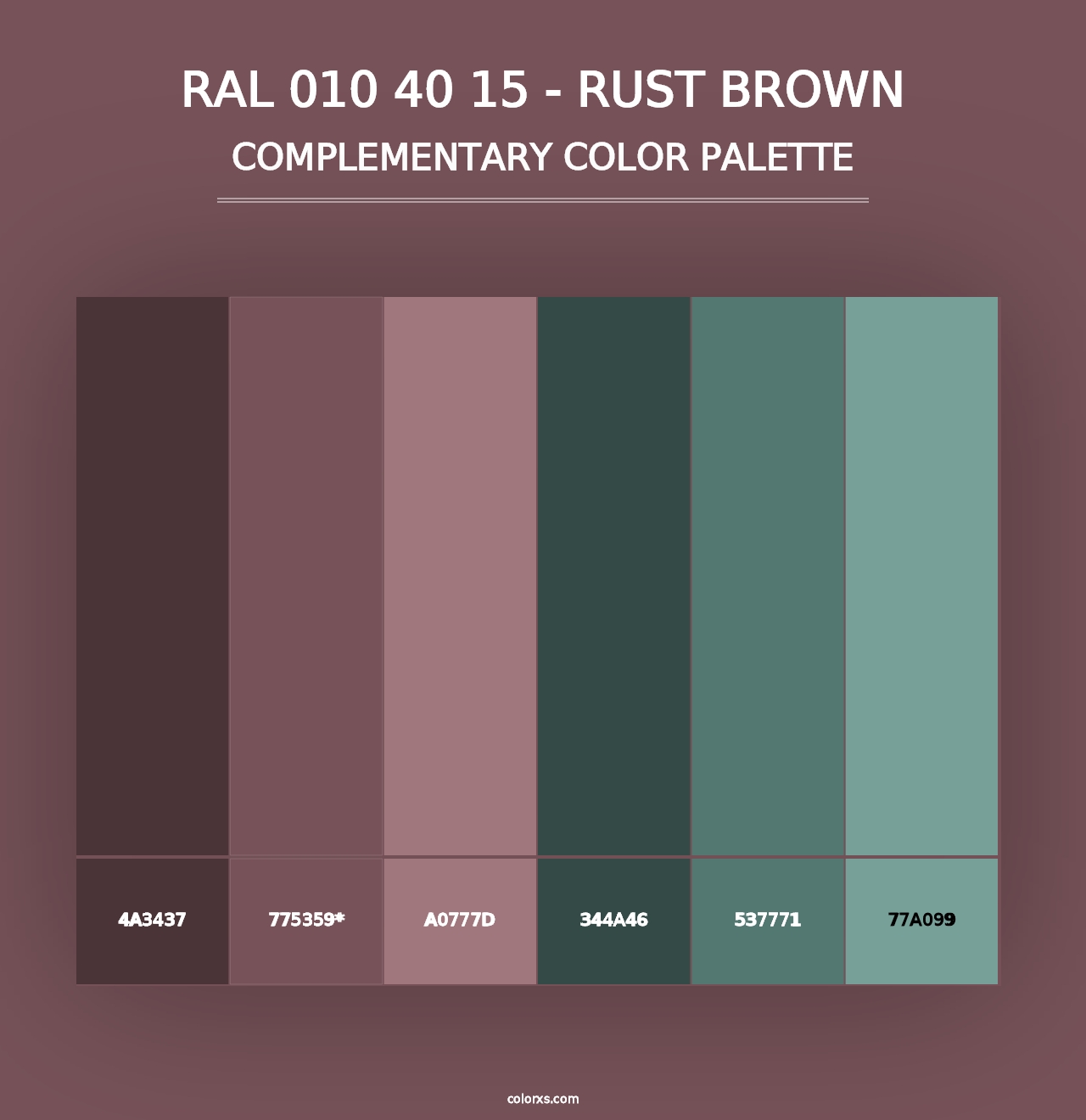 RAL 010 40 15 - Rust Brown - Complementary Color Palette