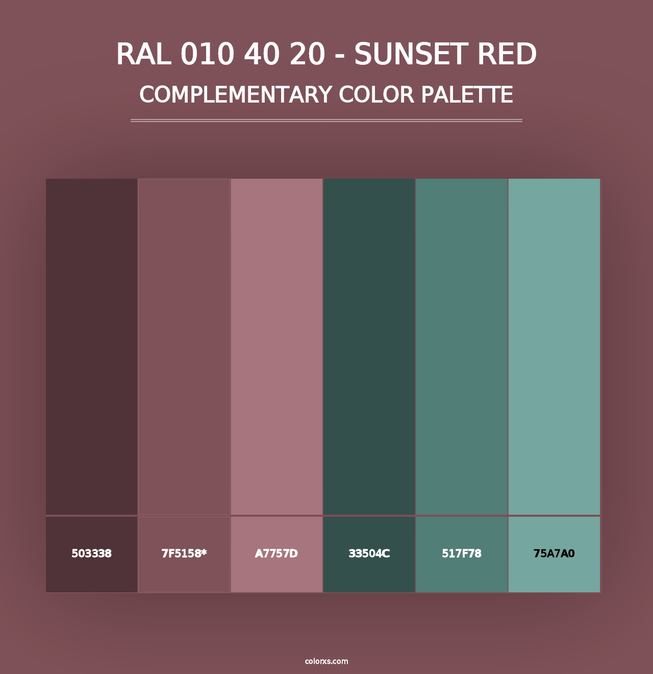 RAL 010 40 20 - Sunset Red - Complementary Color Palette