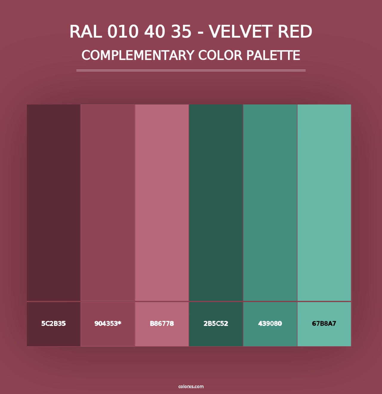 RAL 010 40 35 - Velvet Red - Complementary Color Palette