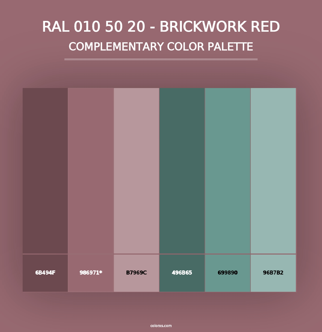 RAL 010 50 20 - Brickwork Red - Complementary Color Palette