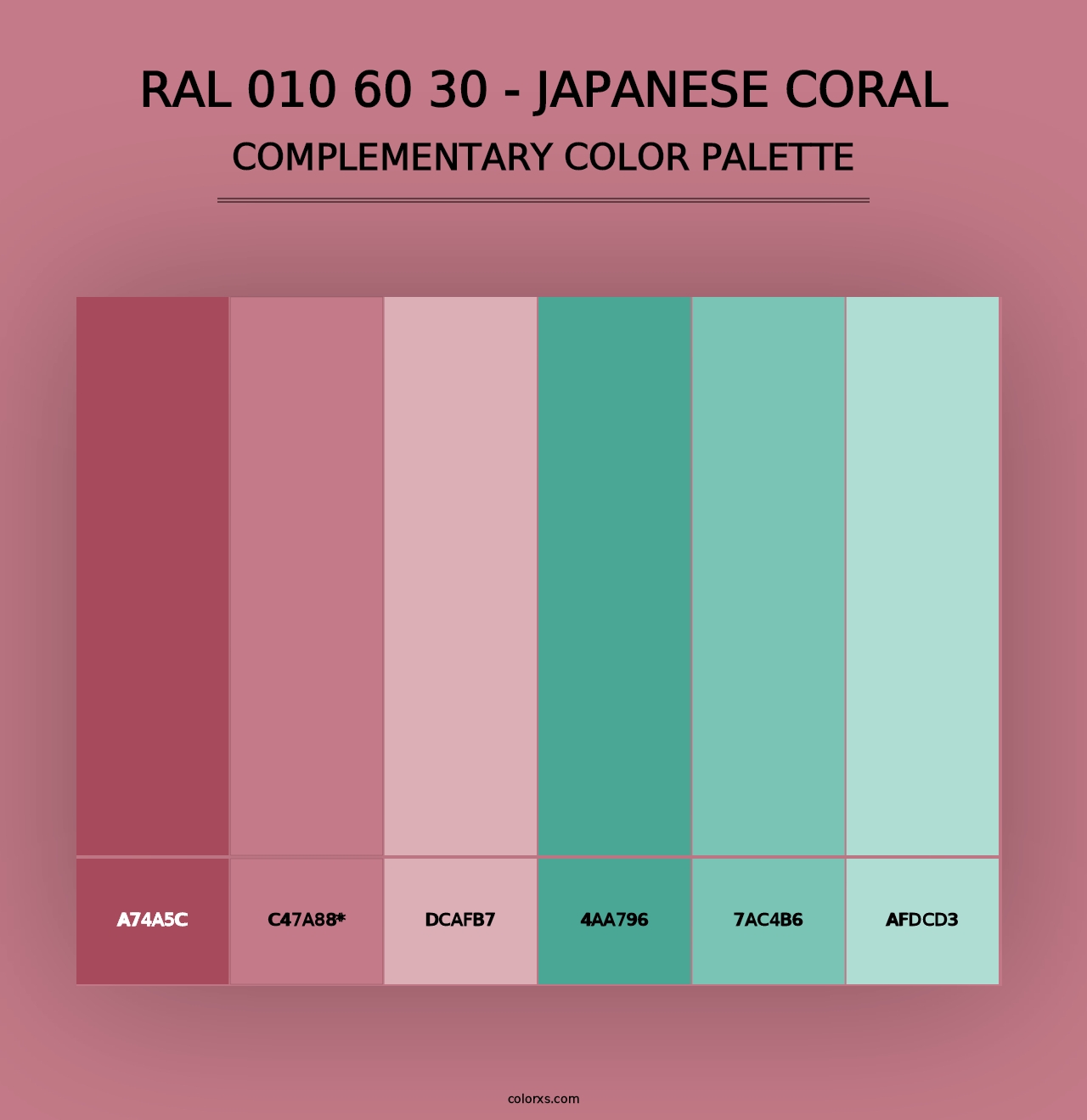 RAL 010 60 30 - Japanese Coral - Complementary Color Palette