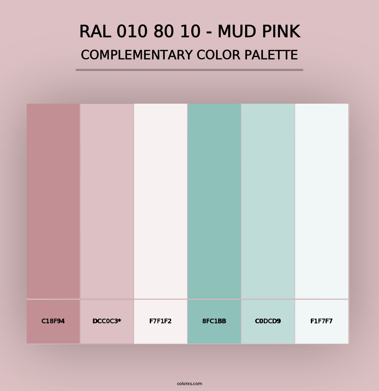 RAL 010 80 10 - Mud Pink - Complementary Color Palette