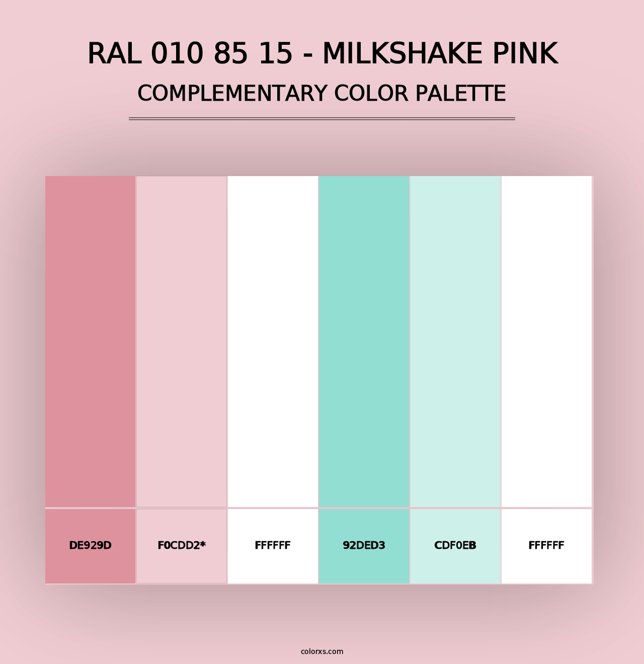 RAL 010 85 15 - Milkshake Pink - Complementary Color Palette