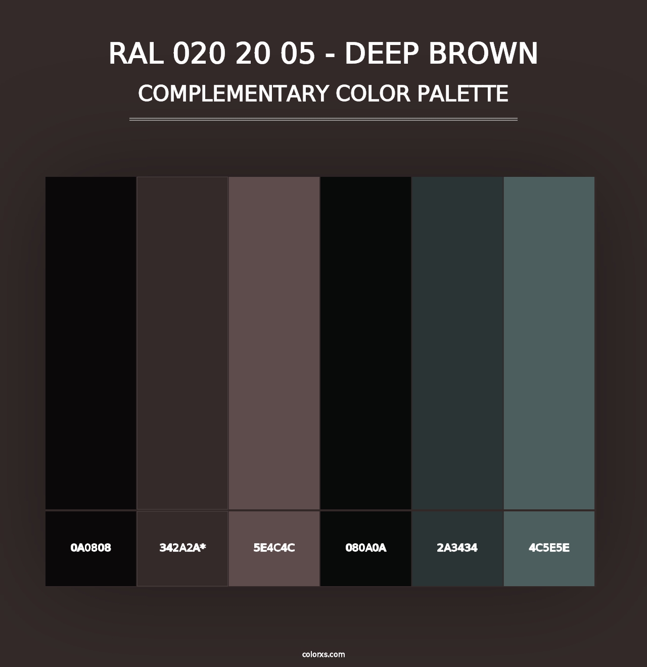 RAL 020 20 05 - Deep Brown - Complementary Color Palette