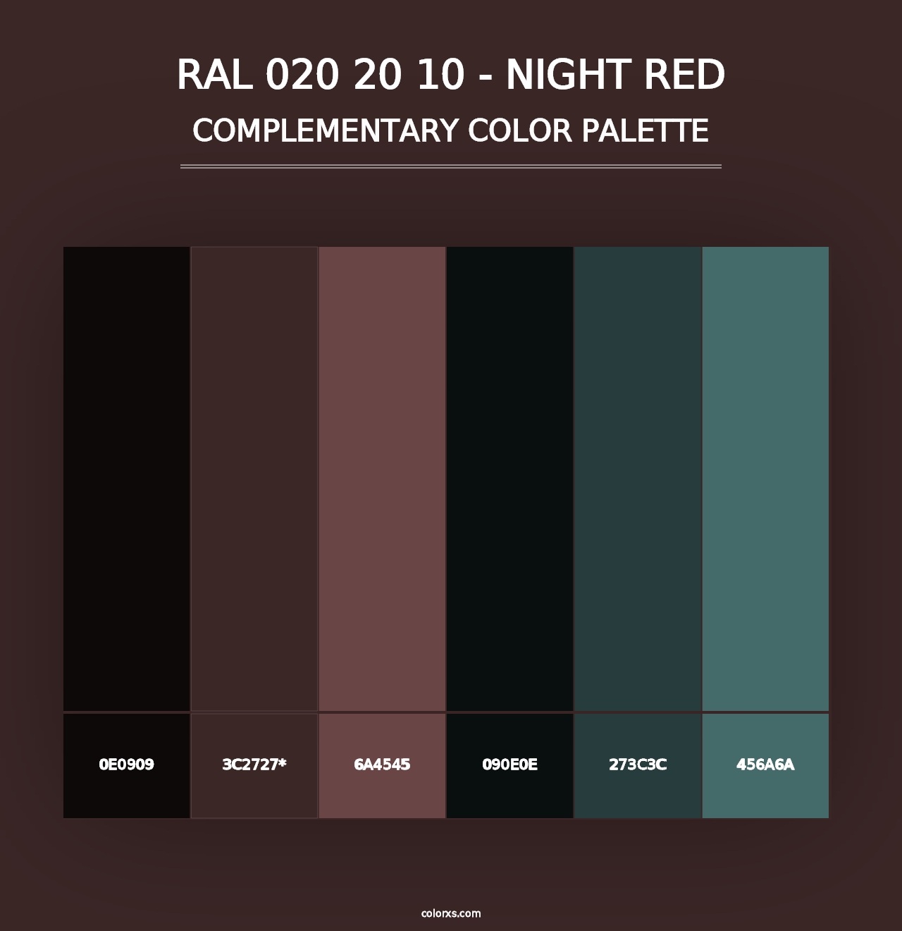 RAL 020 20 10 - Night Red - Complementary Color Palette