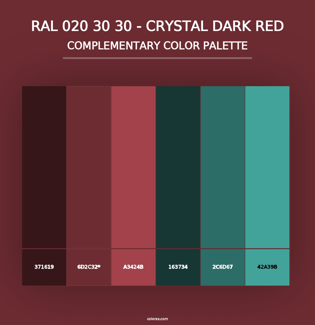 RAL 020 30 30 - Crystal Dark Red - Complementary Color Palette