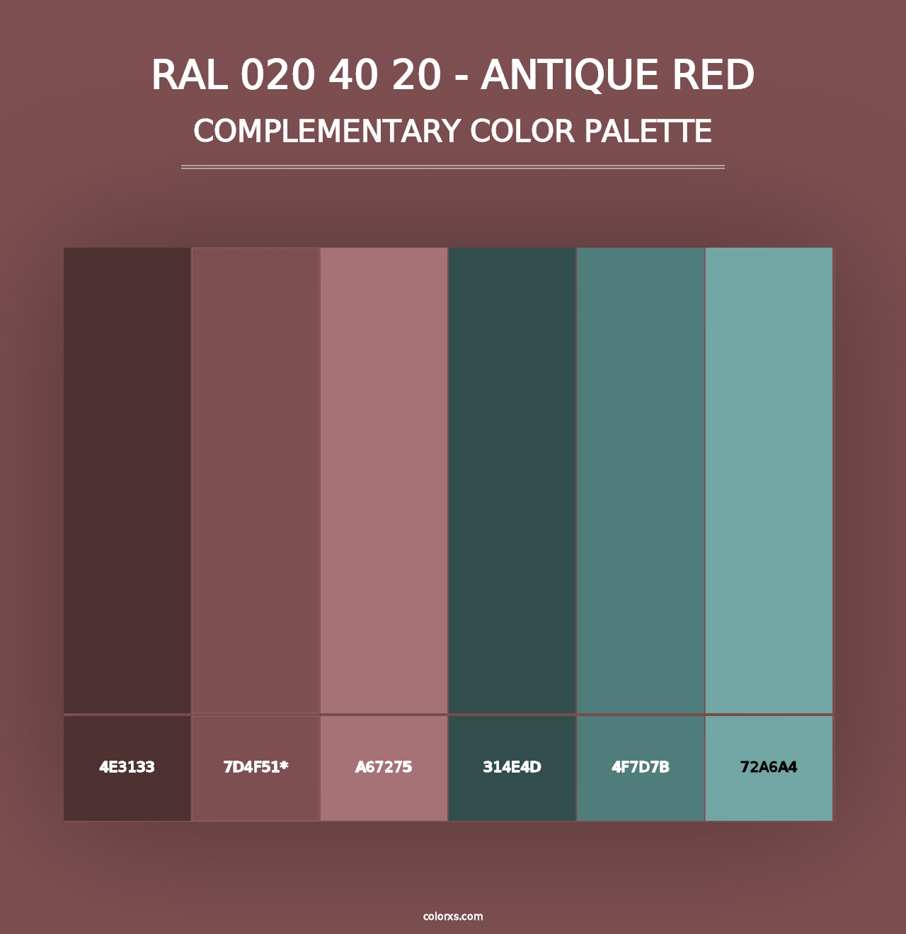 RAL 020 40 20 - Antique Red - Complementary Color Palette