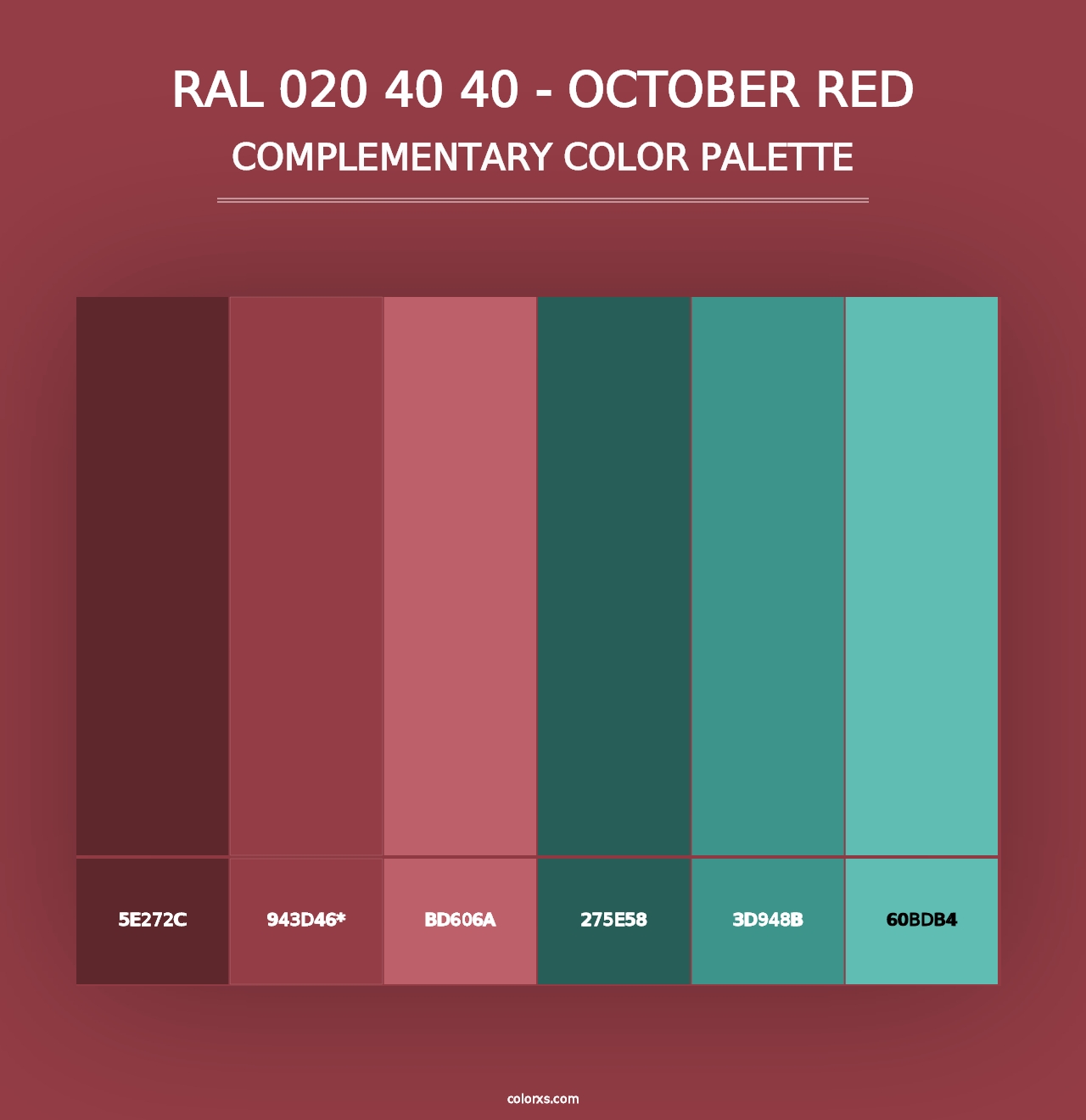 RAL 020 40 40 - October Red - Complementary Color Palette