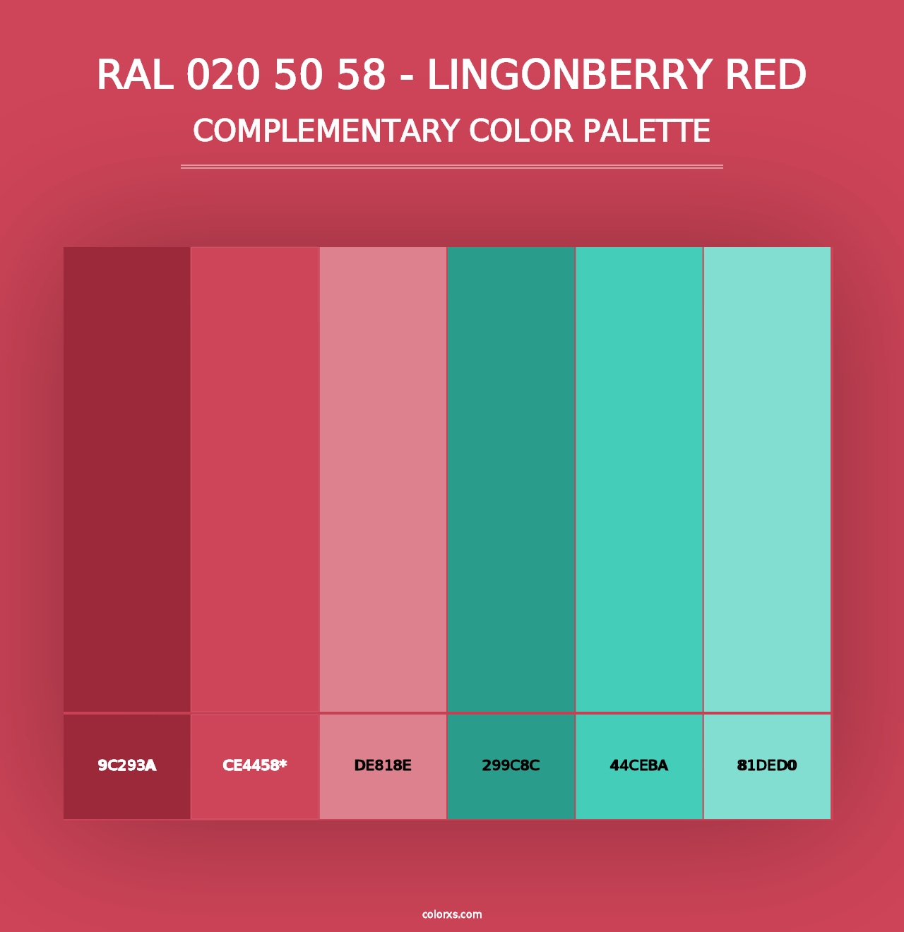 RAL 020 50 58 - Lingonberry Red - Complementary Color Palette