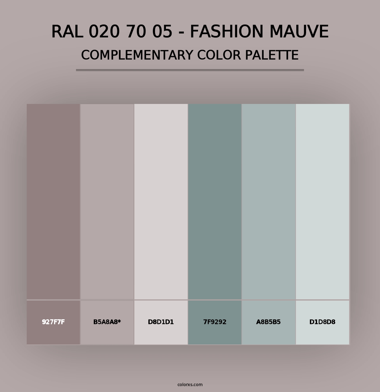 RAL 020 70 05 - Fashion Mauve - Complementary Color Palette