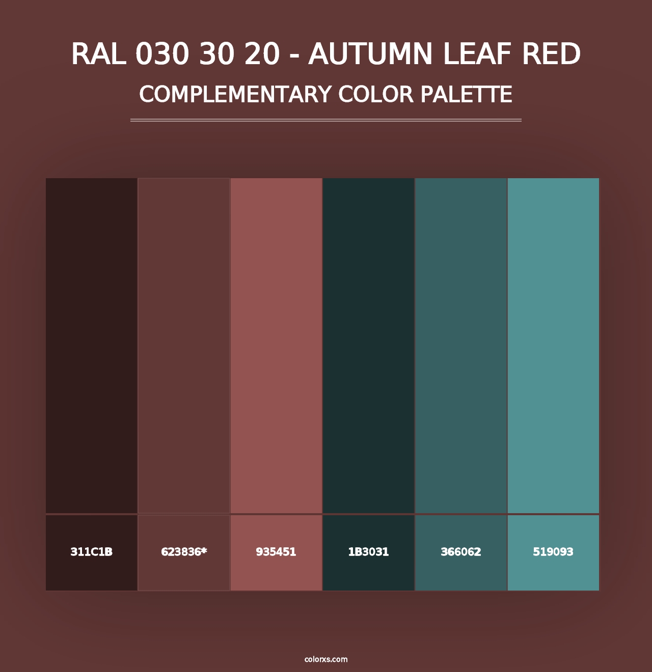 RAL 030 30 20 - Autumn Leaf Red - Complementary Color Palette