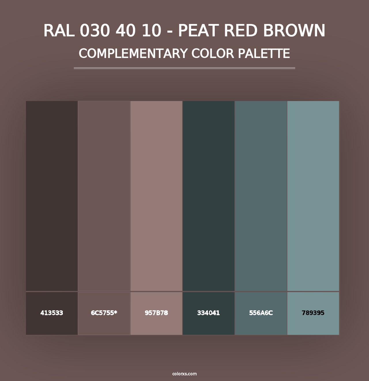 RAL 030 40 10 - Peat Red Brown - Complementary Color Palette