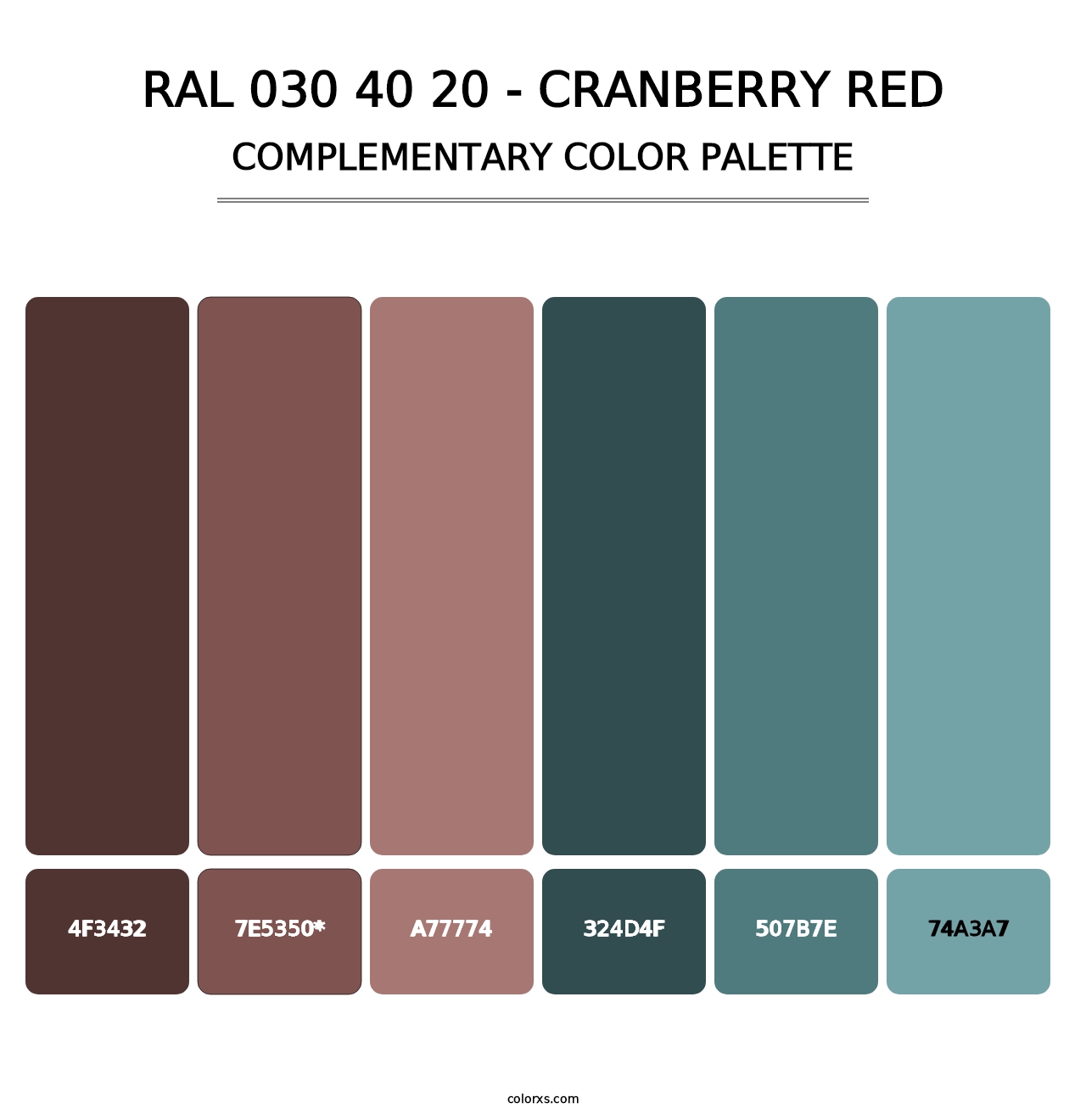 RAL 030 40 20 - Cranberry Red - Complementary Color Palette