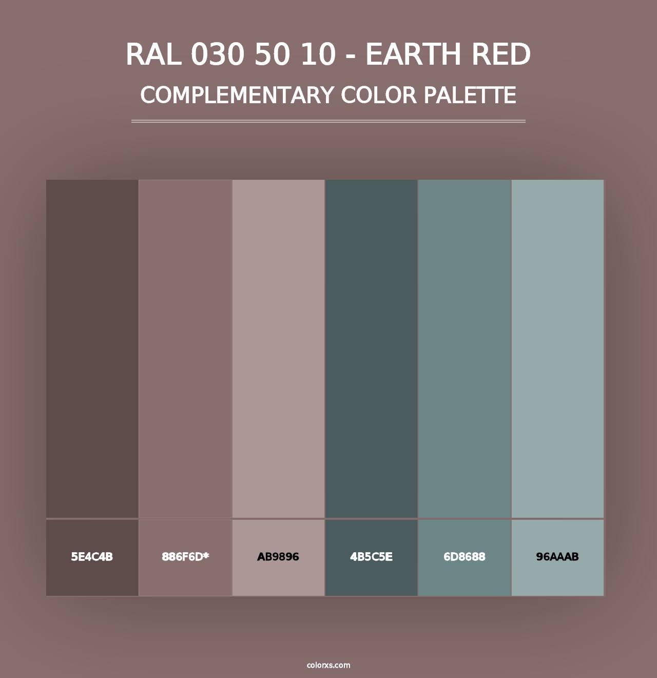 RAL 030 50 10 - Earth Red - Complementary Color Palette