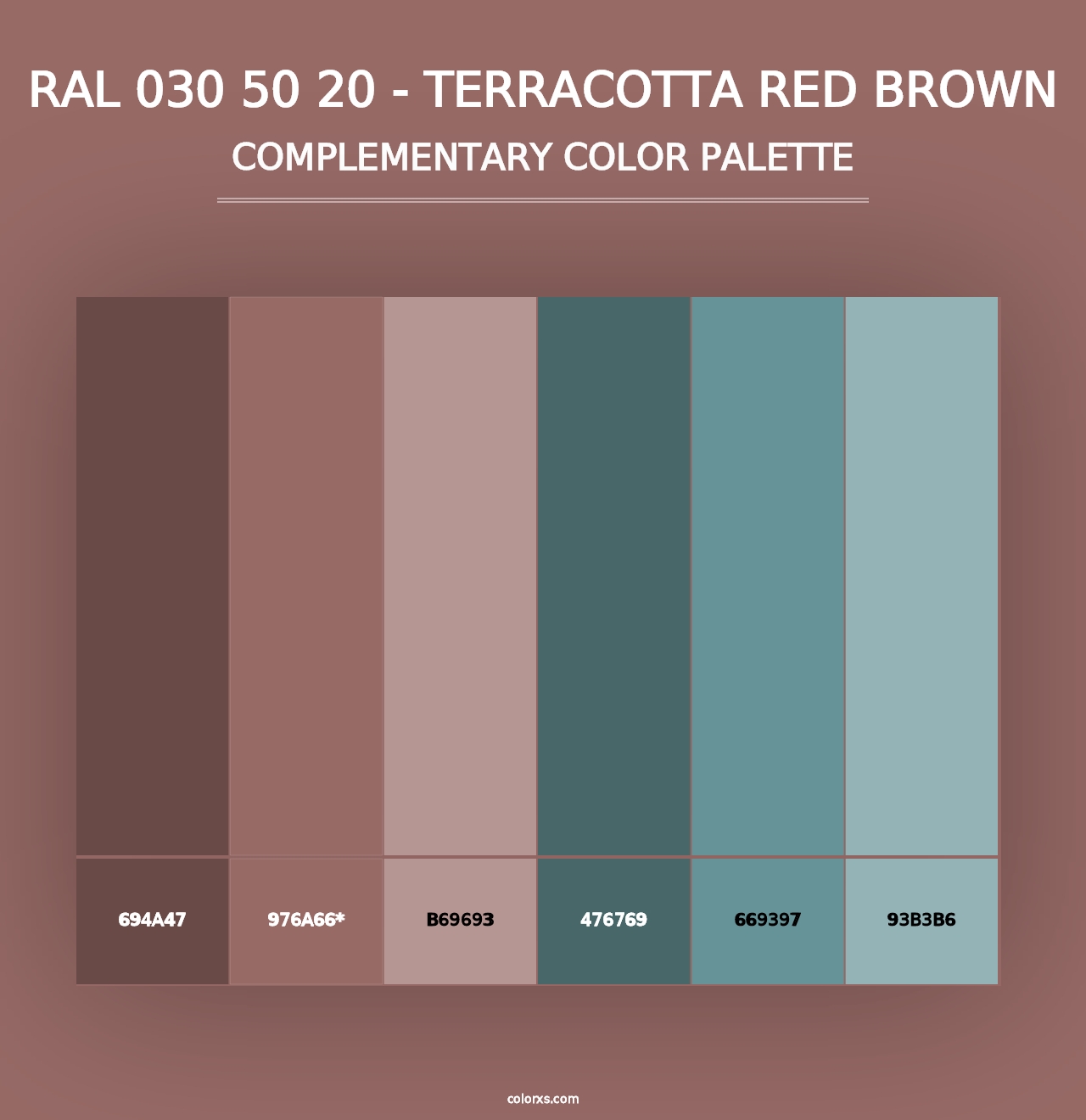 RAL 030 50 20 - Terracotta Red Brown - Complementary Color Palette