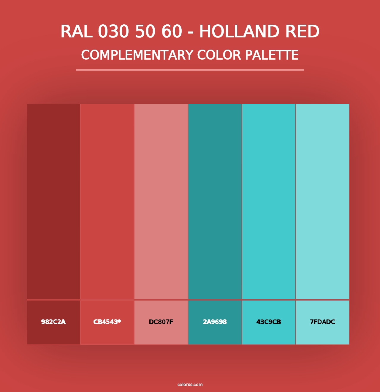 RAL 030 50 60 - Holland Red - Complementary Color Palette