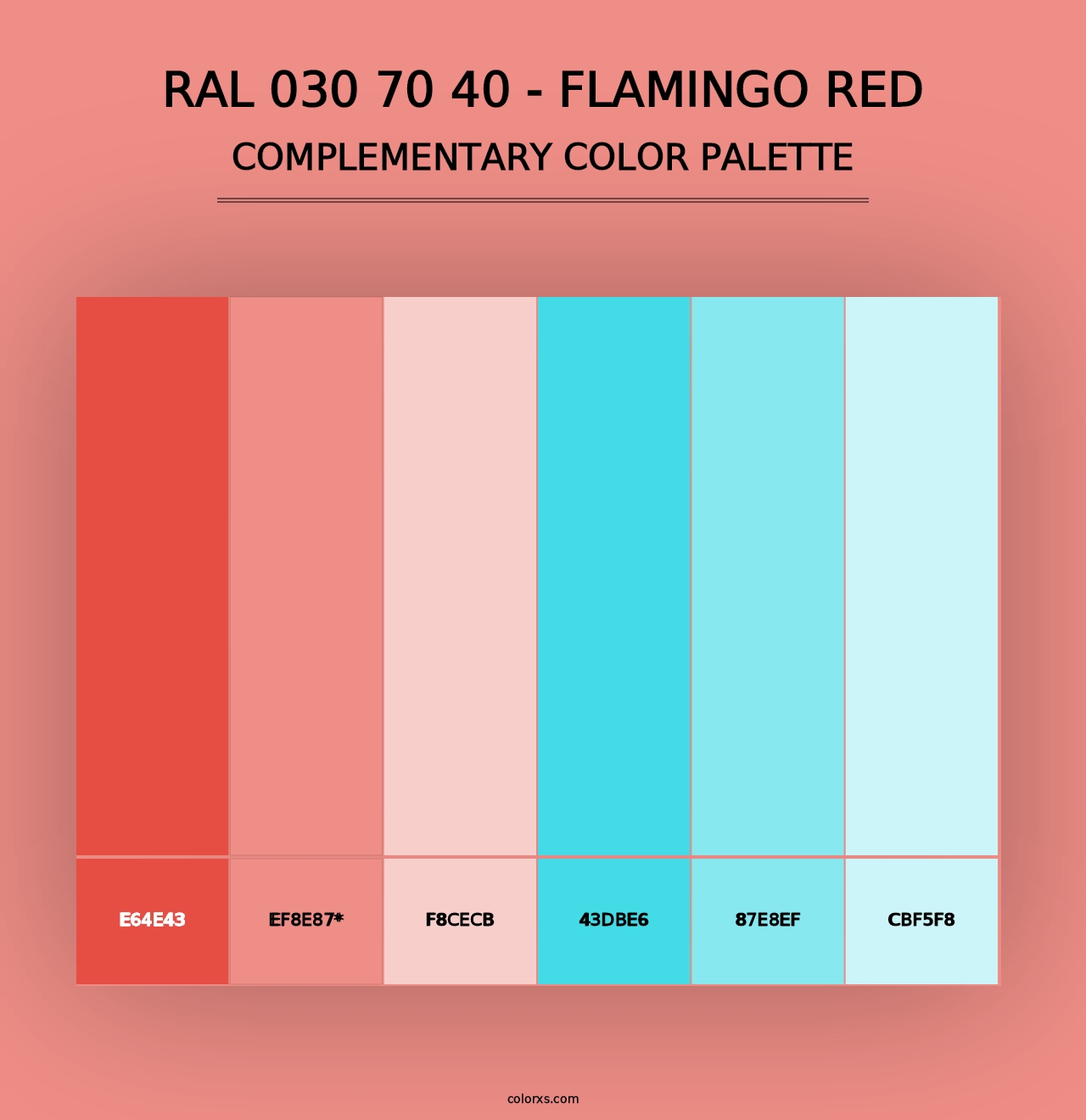 RAL 030 70 40 - Flamingo Red - Complementary Color Palette