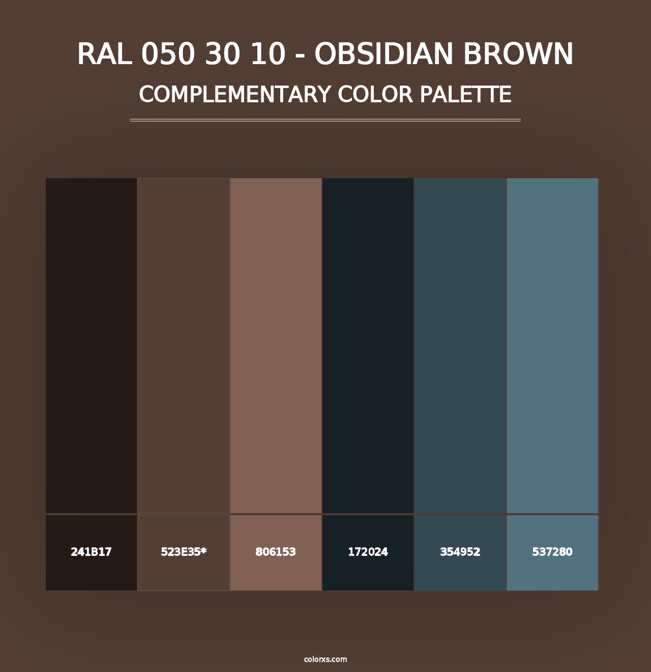 RAL 050 30 10 - Obsidian Brown - Complementary Color Palette