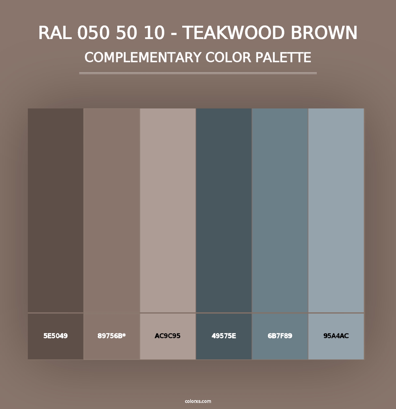 RAL 050 50 10 - Teakwood Brown - Complementary Color Palette