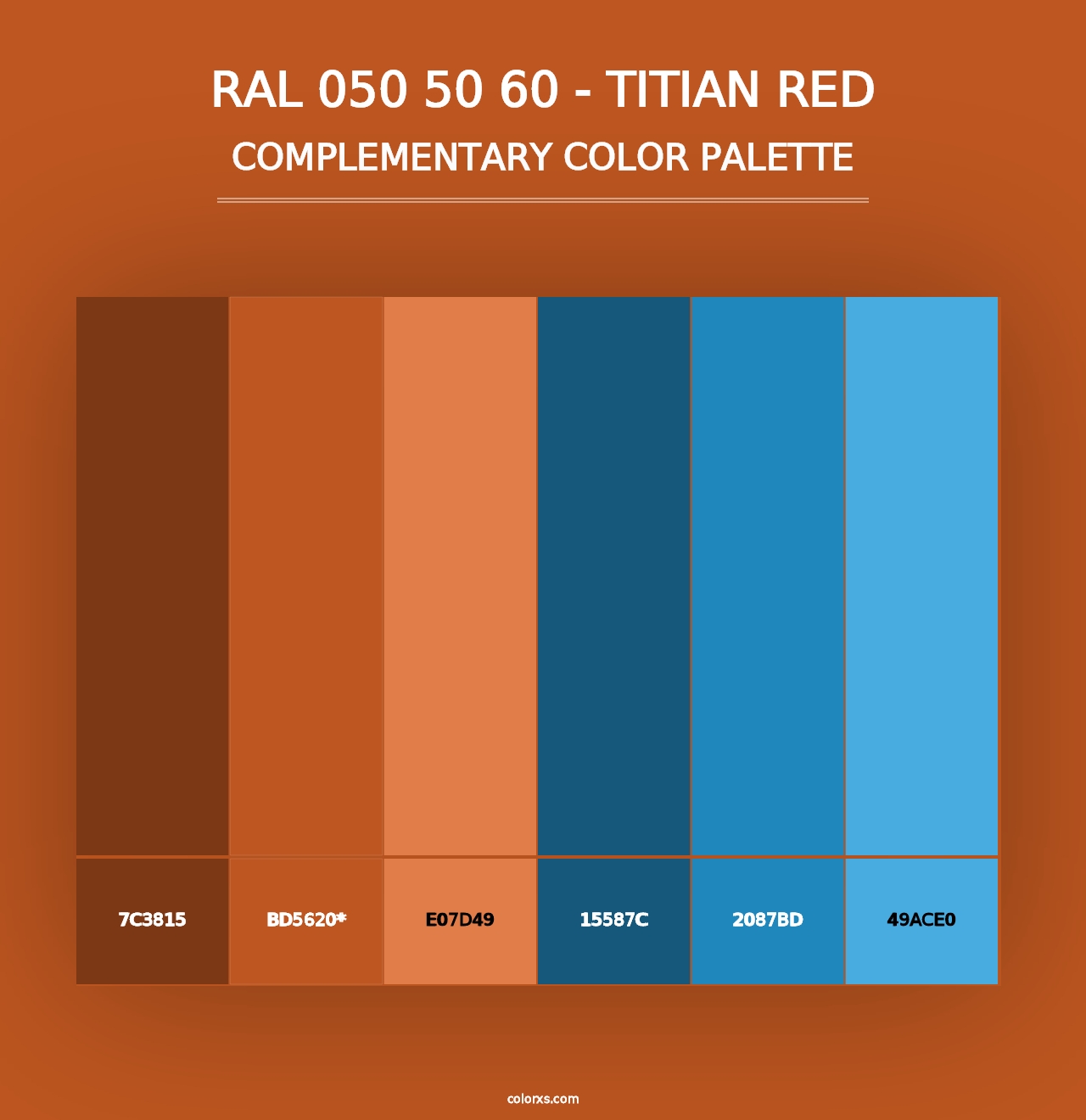 RAL 050 50 60 - Titian Red - Complementary Color Palette