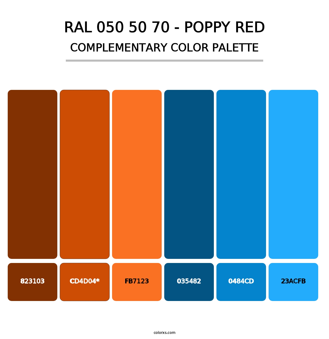 RAL 050 50 70 - Poppy Red - Complementary Color Palette