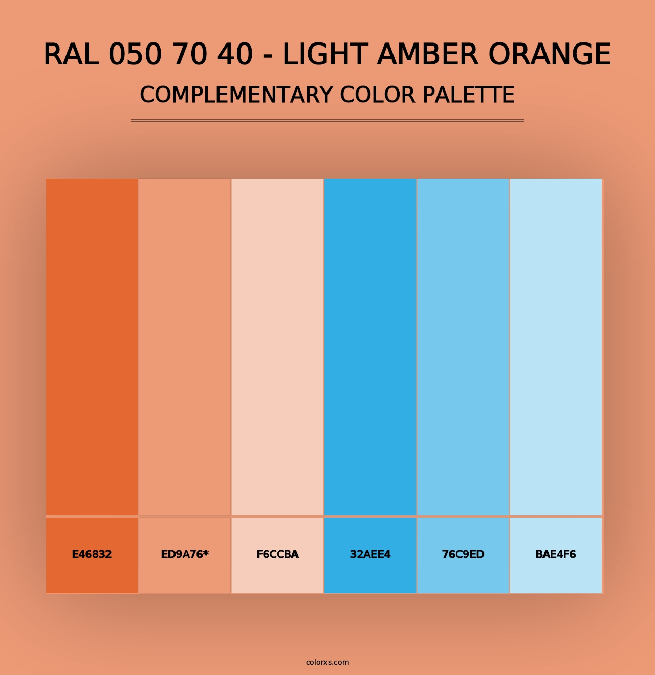 RAL 050 70 40 - Light Amber Orange - Complementary Color Palette