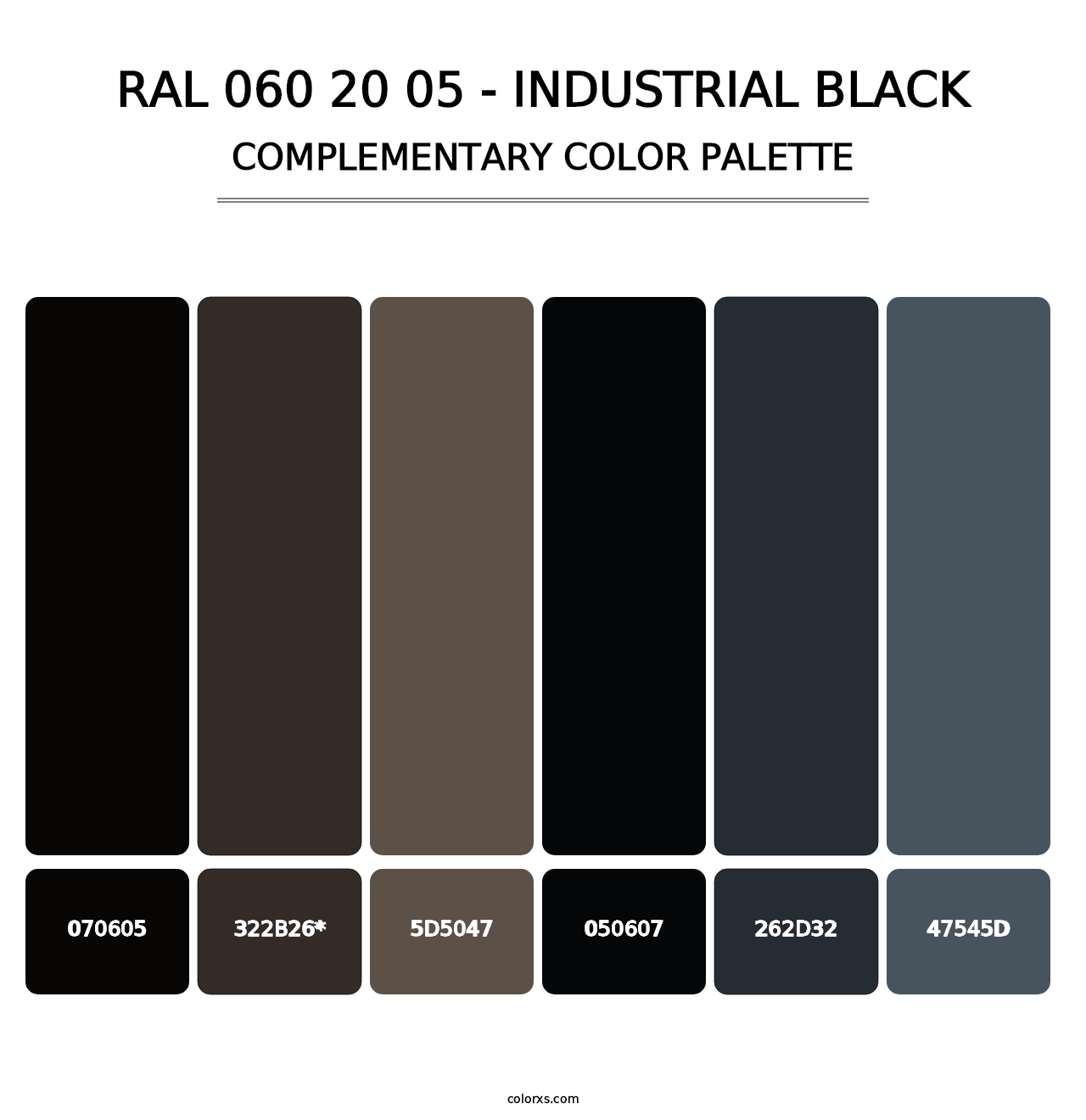 RAL 060 20 05 - Industrial Black - Complementary Color Palette