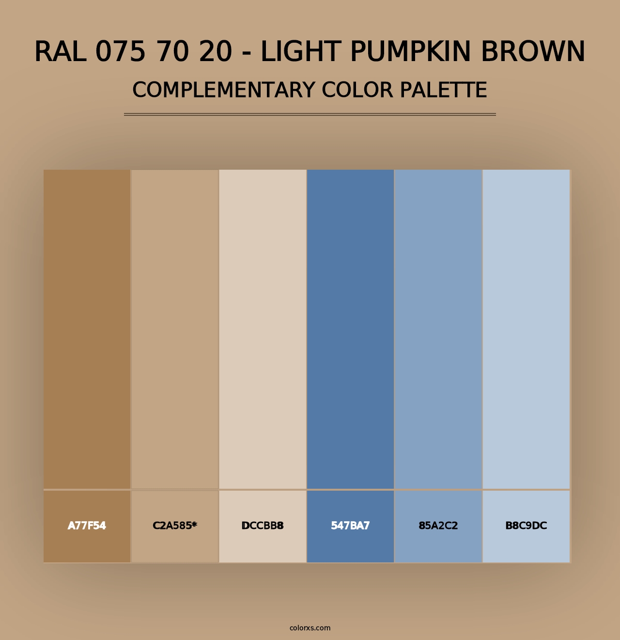 RAL 075 70 20 - Light Pumpkin Brown - Complementary Color Palette