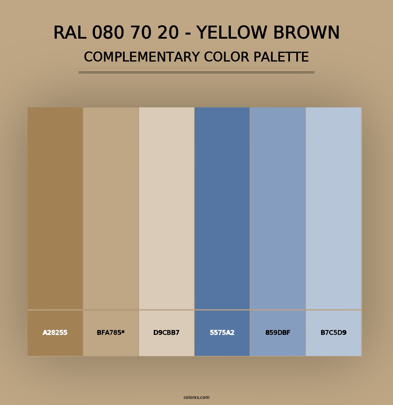 RAL 080 70 20 - Yellow Brown - Complementary Color Palette