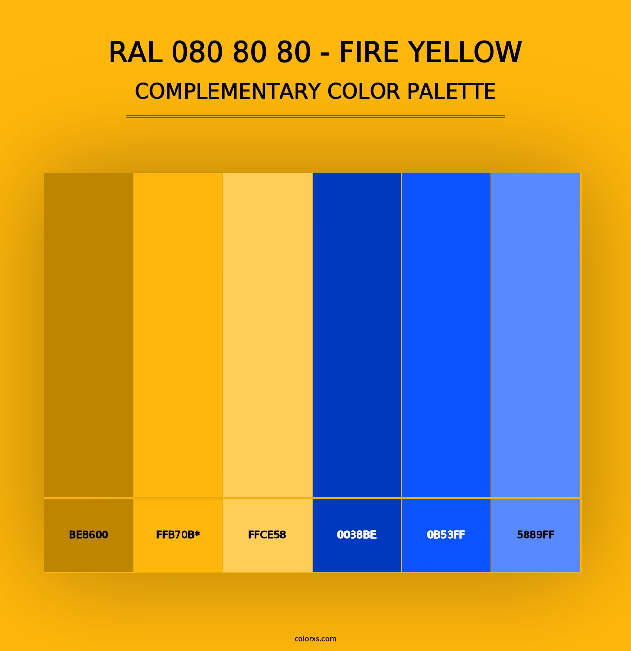 RAL 080 80 80 - Fire Yellow - Complementary Color Palette