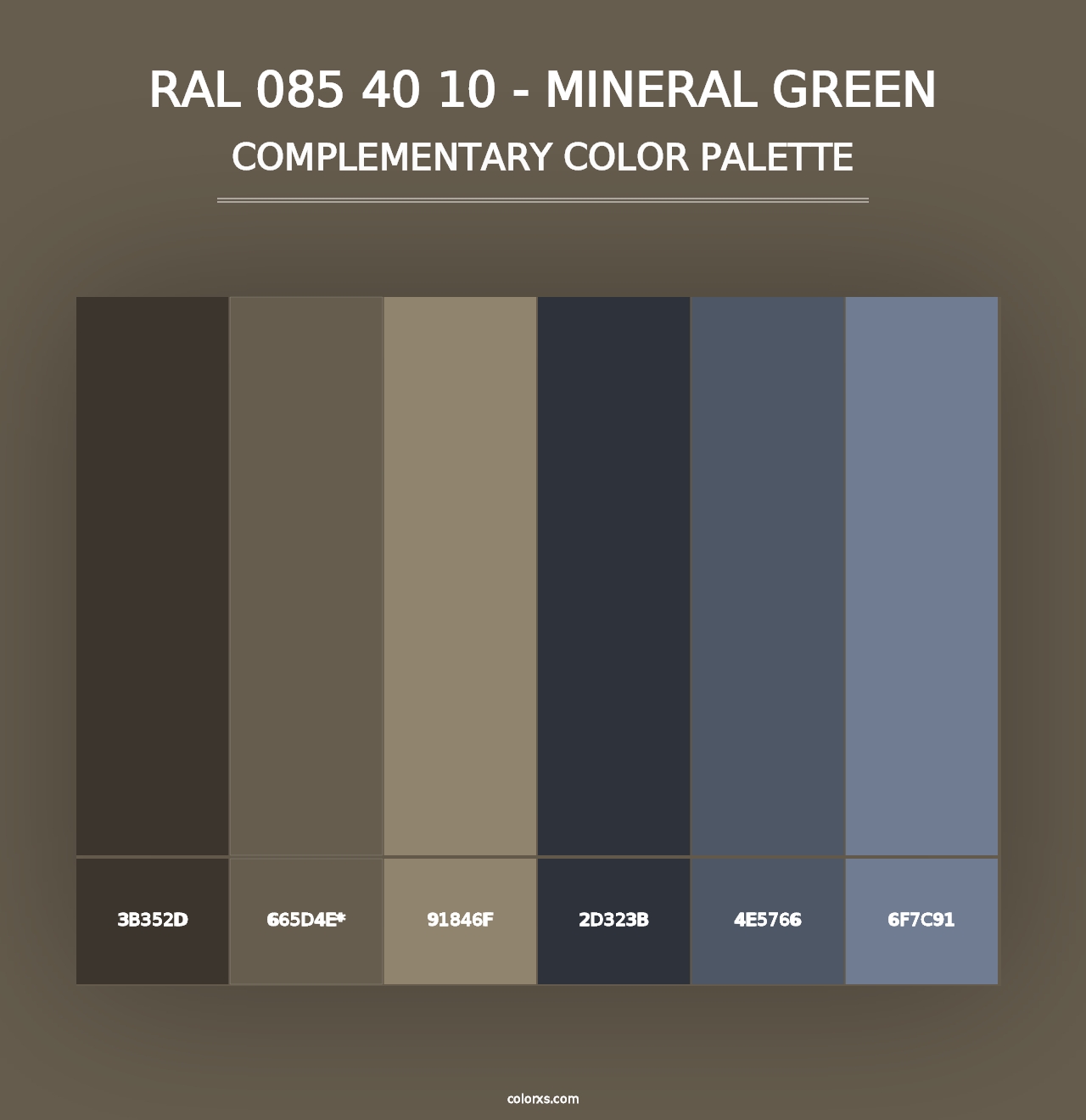 RAL 085 40 10 - Mineral Green - Complementary Color Palette