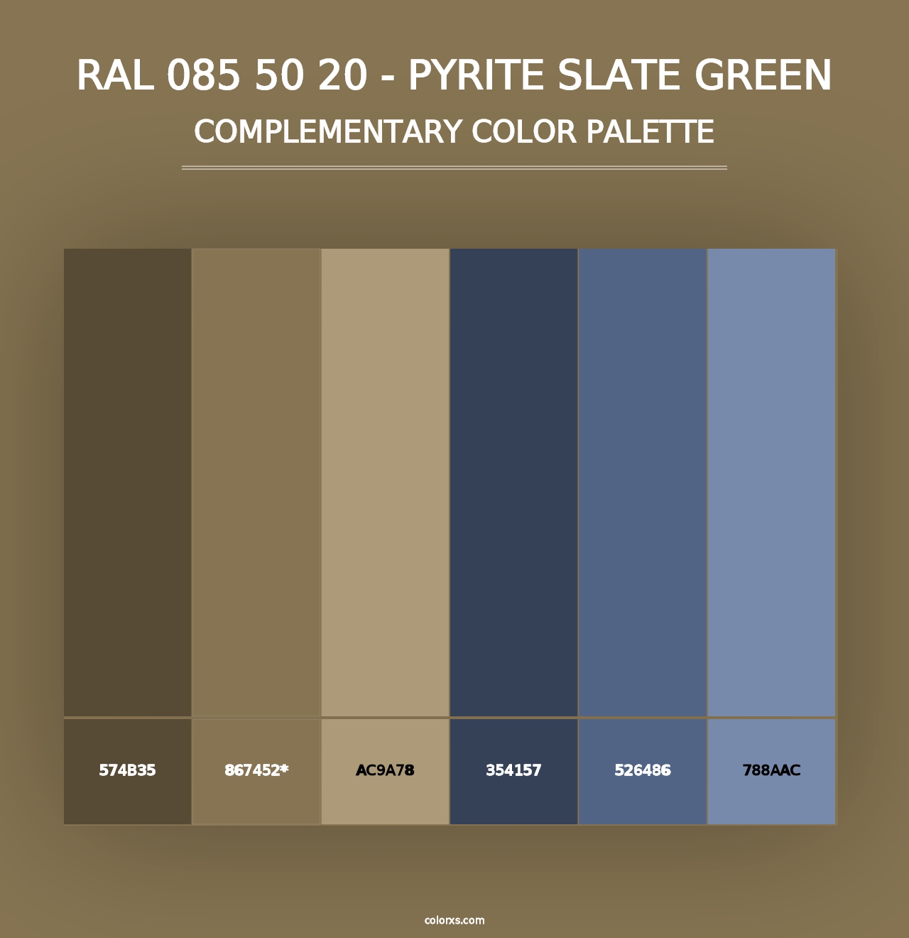 RAL 085 50 20 - Pyrite Slate Green - Complementary Color Palette