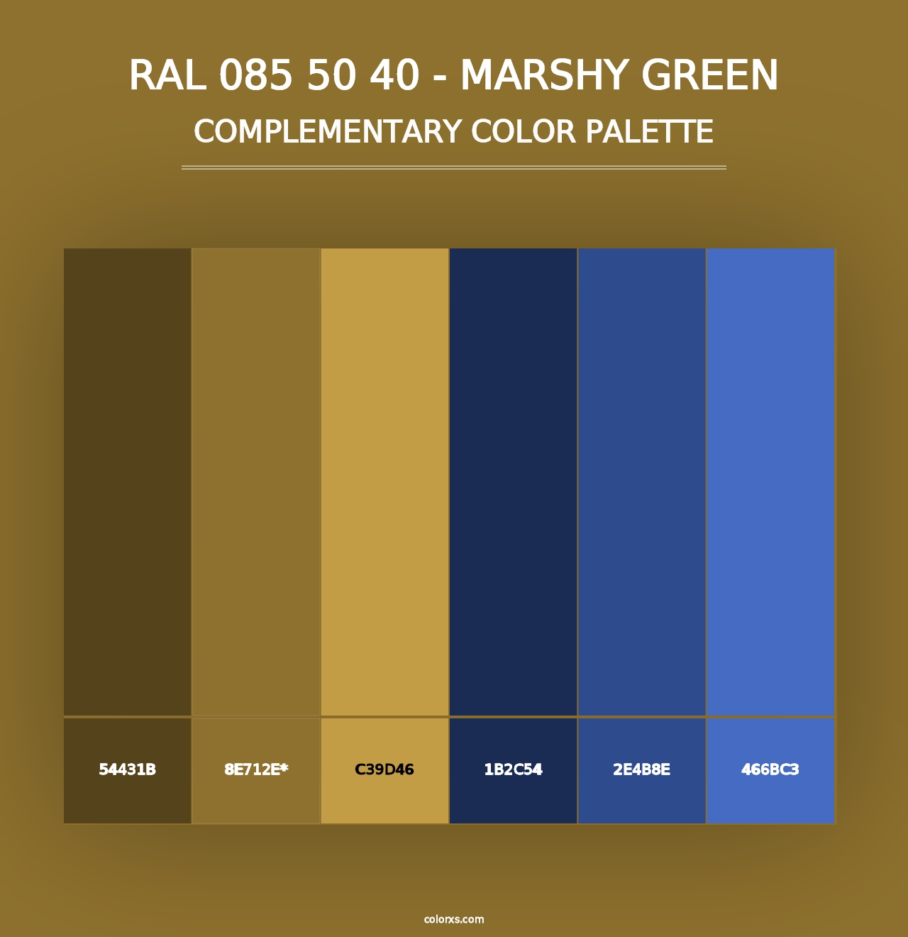 RAL 085 50 40 - Marshy Green - Complementary Color Palette